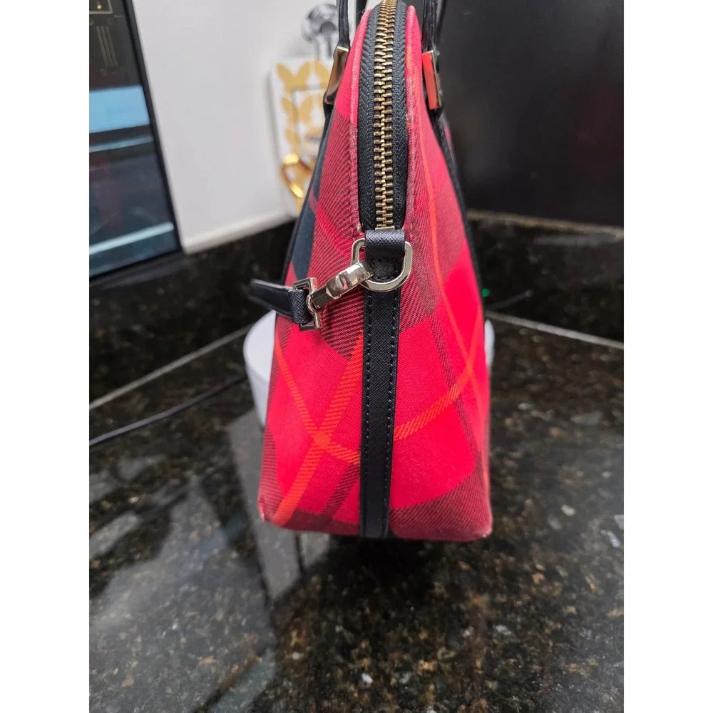 Kate Spade Newbury Lane Plaid Small Rachelle Satchel Red Black Buffalo Check Bag
